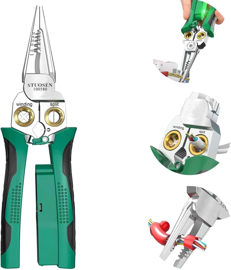 groword 8 in 1 Wire Stripper Twister with Electricity Measurement, Multi-Function Wire Stripping Pliers for Wire Stripping Crimping and Cutting，Applicable AWG18-10/6, 1.0, 1.5, 2.5, 2.0, 4.0 mm² wire - Image 1